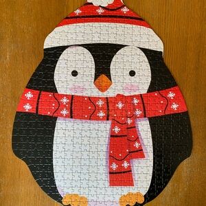 Penguin Shaped Puzzle with Red Scarf